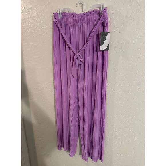 NWT Love Poem by Block Lilac Pleated Belted Wide Leg Pants - Picture 3 of 12